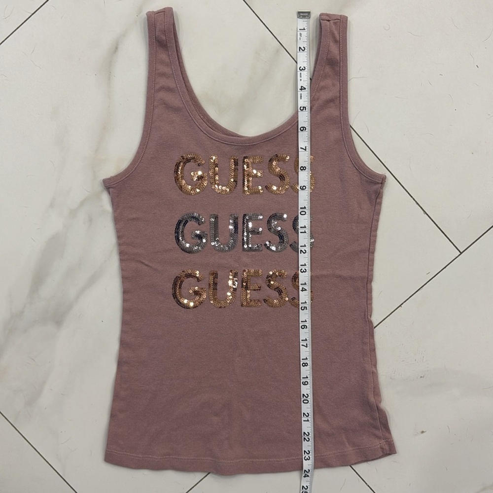 Guess Logo Sequined Tank Top.  Sz L - Picture 5 of 6